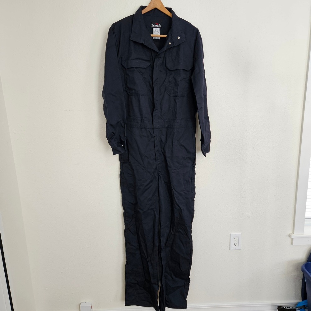 Bulwark FR Excell Navy Blue Flame Resistant Coveralls CAT2 38-RG CEB2NV8 Mens
